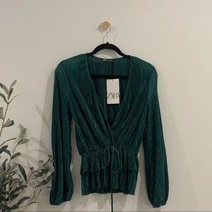 Zara Green Ribbed Long Sleeve